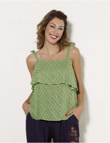 Blusa viscosa tirantes atada estampado dakar
