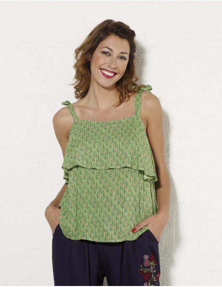 Blusa viscosa tirantes atada estampado dakar