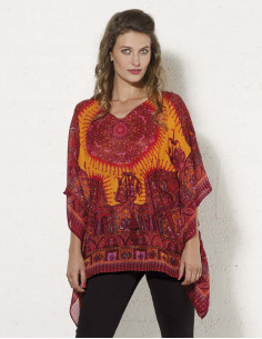 Blusa poliester mangas cortas estampado ankara