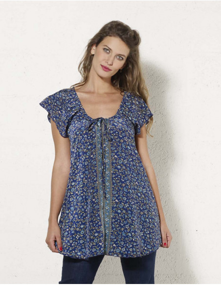 Blusa poliester mangas cortas sari