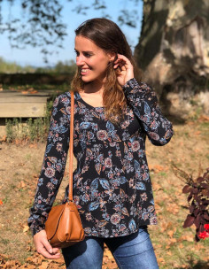 Blusa crepe de viscosa mangas largas estampado jakarta