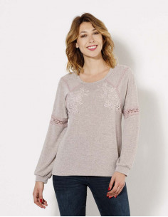 Blusa malla 60% viscosa 35% poliéster 5% elastano 2