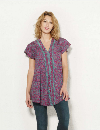 Blusa poliester mangas cortas sari