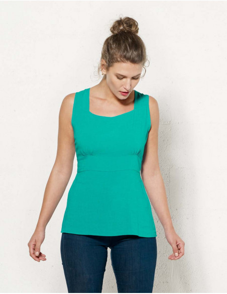 Blusa 88% viscosa 12% lino sin mangas