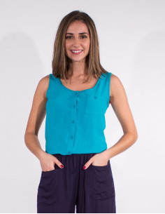 Blusa 88% viscosa 12% lino sin mangas lazo delante 2