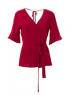 Blusa 88% viscosa 12% lino cruzada mangas cortas 2