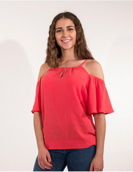 Blusa 88% viscosa 12% lino mangas cortas