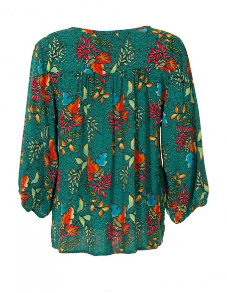 Blusa viscosa mangas 3/4 estampado grappe