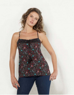 Top viscosa espalda encaje estampado antika