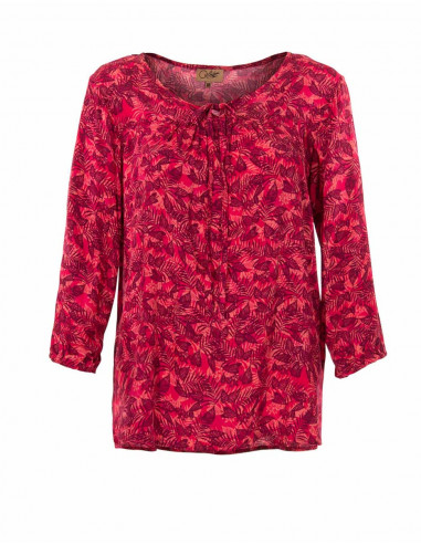 Blusa viscosa mangas 3/4 estampado canarios