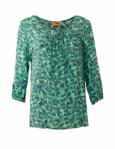 Blusa viscosa mangas 3/4 estampado canarios