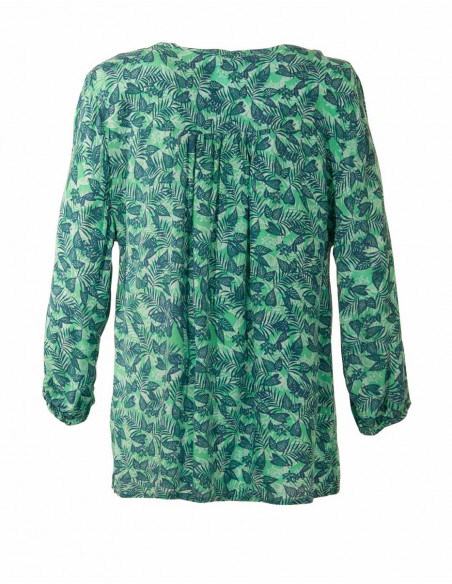 Blusa viscosa mangas 3/4 estampado canarios