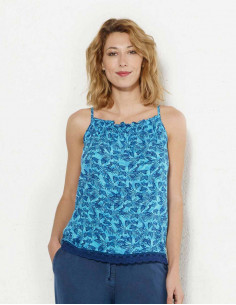 Blusa viscosa tirantes estampado canarios