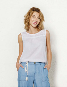 Blusa crepe de algodon sin mangas