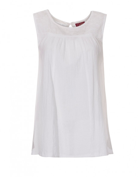 Blusa crepe de algodon sin mangas