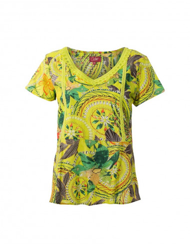 Blusa algodon mangas cortas estampado monaco