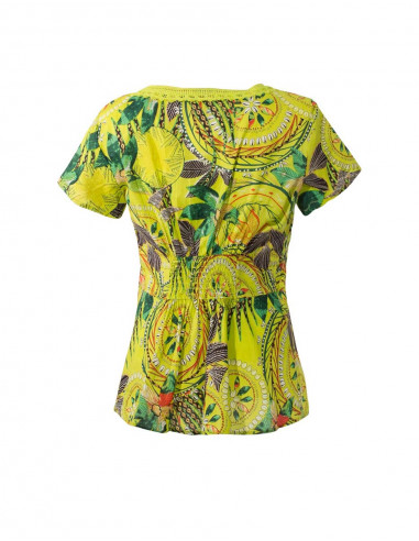 Blusa algodon mangas cortas estampado monaco