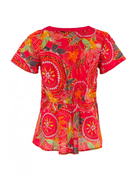 Blusa algodon mangas cortas estampado monaco