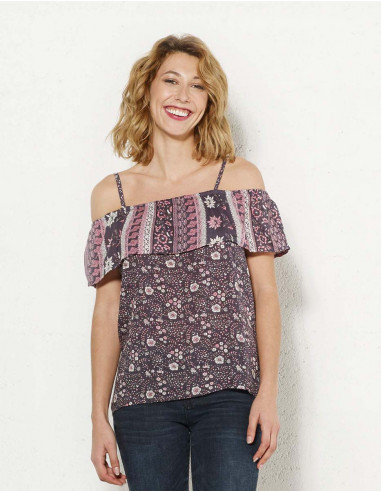 Blusa viscosa tirantes estampado indiana