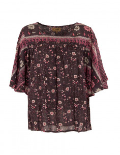 Blusa crepe de viscosa mangas cortas estampado indiana 2