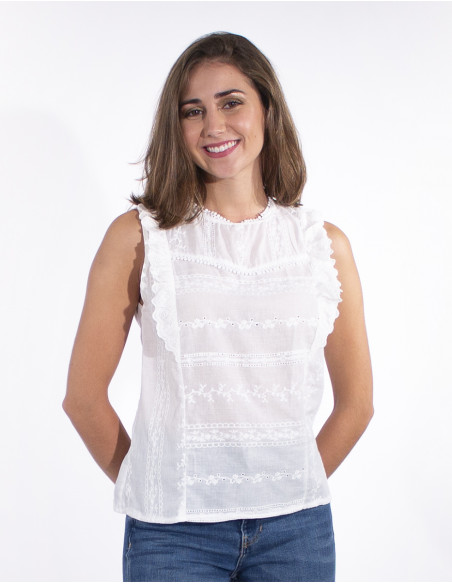 Blusa bordada algodon