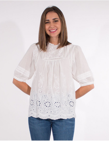 Blusa bordada algodon
