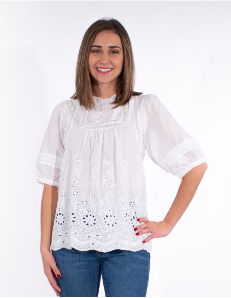 Blusa bordada algodon