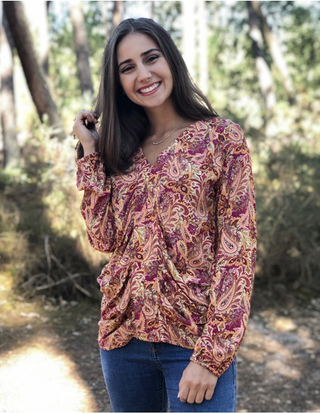 Blusa viscosa estampado ludiana dorada