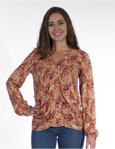 Blusa viscosa estampado ludiana dorada