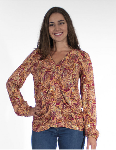 Blusa viscosa estampado ludiana dorada