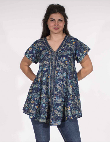 Blusa poliester mangas cortas sari