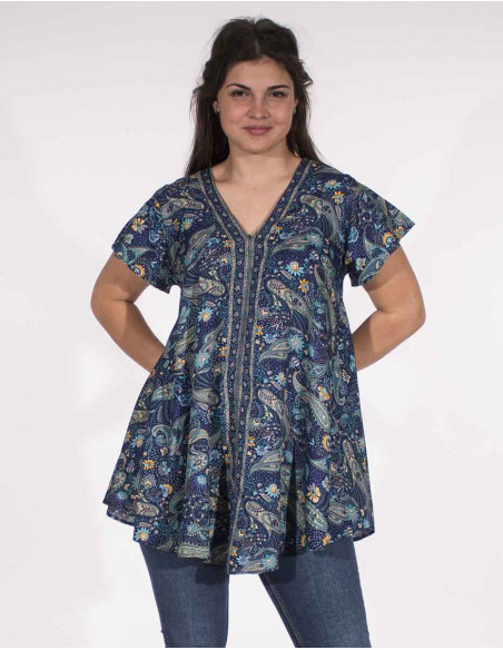 Blusa poliester mangas cortas sari