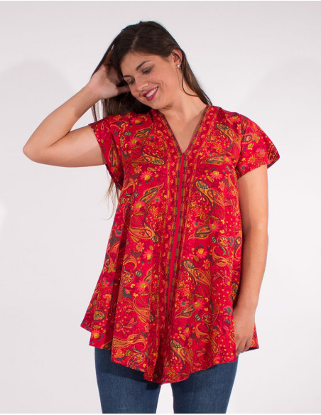 Blusa poliester mangas cortas sari