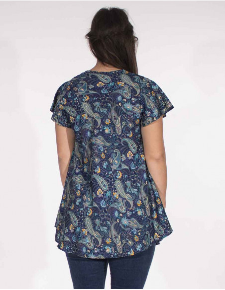 Blusa poliester mangas cortas sari