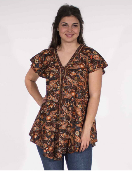 Blusa poliester mangas cortas sari