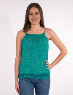 Top viscosa tirantes bajo encaje poliester estampado eclat