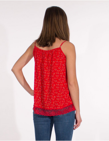 Top viscosa tirantes bajo encaje poliester estampado eclat