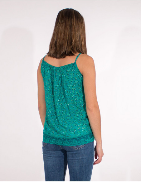 Top viscosa tirantes bajo encaje poliester estampado eclat