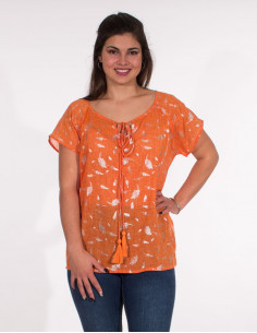 Blusa velo de algodon sello hojas plateadas 2