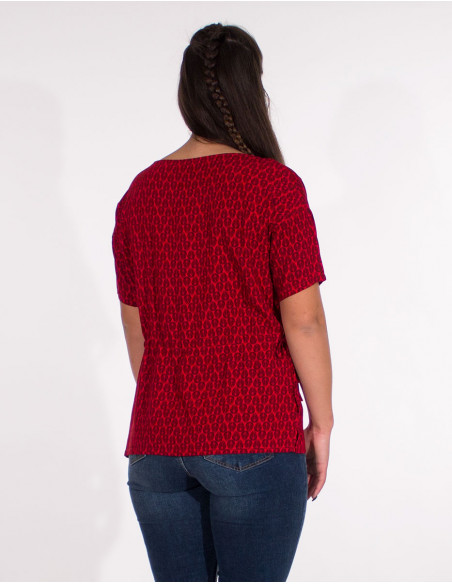 Blusa viscosa mangas cortas estampado paon