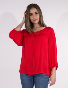 Blusa viscosa lisa mangas 3/4