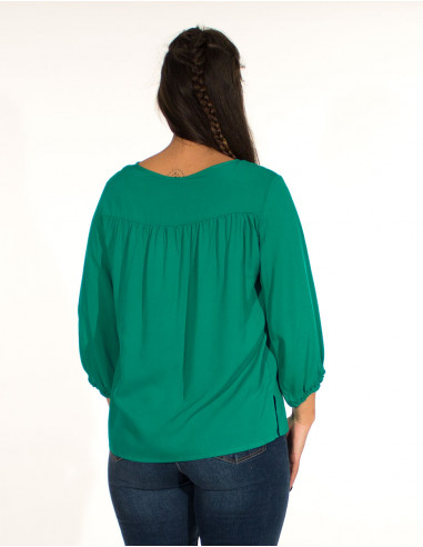 Blusa viscosa lisa mangas 3/4