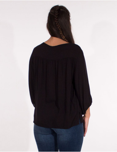 Blusa viscosa lisa mangas 3/4