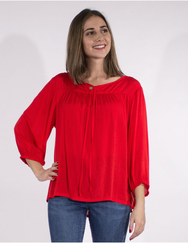 Blusa viscosa lisa mangas 3/4