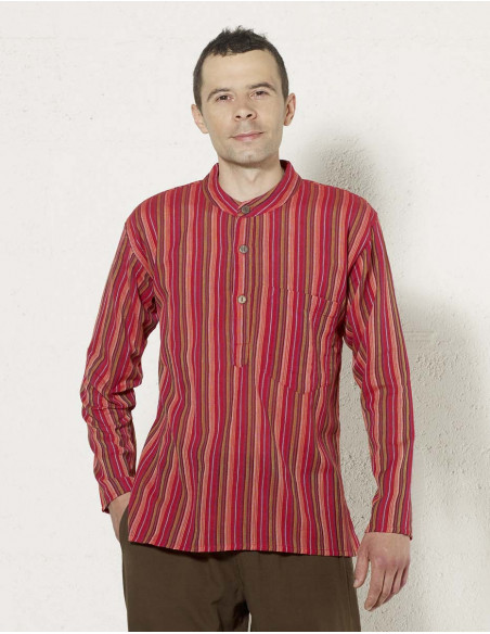 Camisa h algodon raya mangas largas
