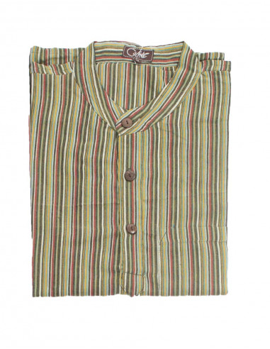 Camisa h algodon raya mangas largas