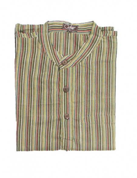 Camisa h algodon raya mangas largas