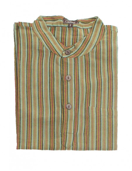 Camisa h algodon raya mangas largas