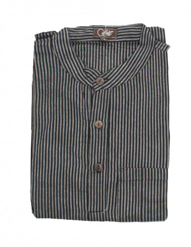 Camisa h algodon raya mangas largas