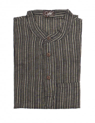 Camisa h algodon raya mangas largas